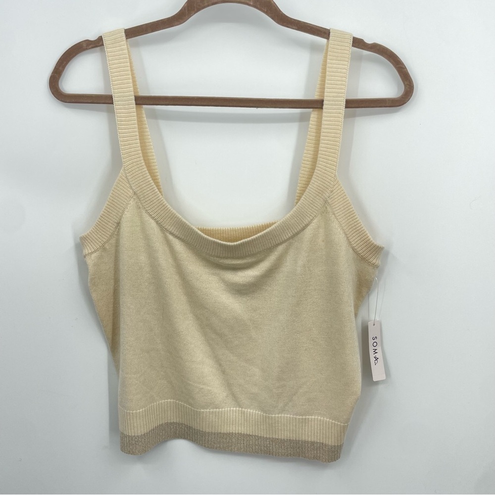 SOMA luxe soft knit tank‎ recycled yarn crop parchment Sz L